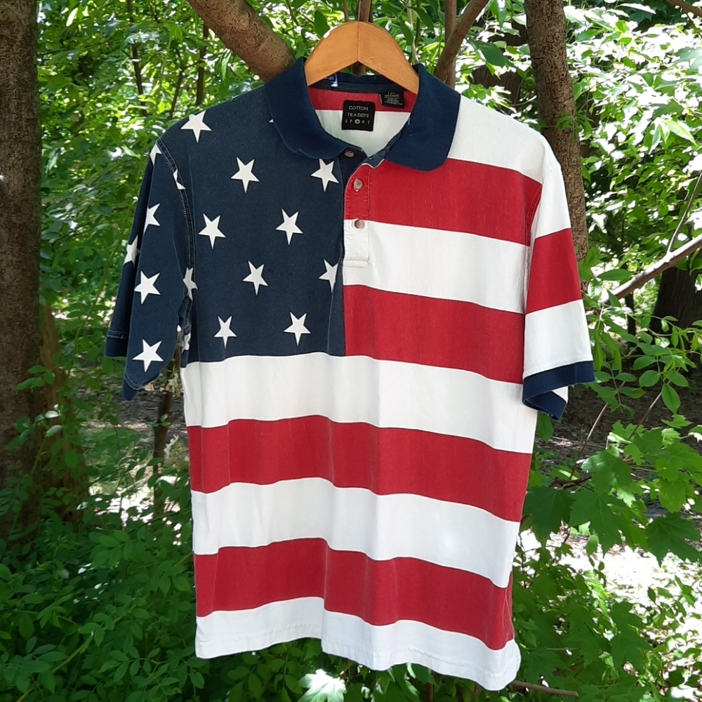 Cotton Traders sport American Flag Polo
